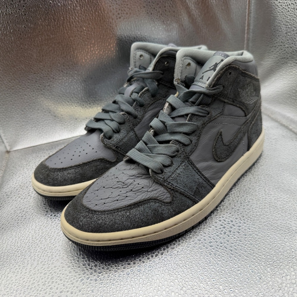 Size 7.5 Air Jordan 1 Mid SE Craft Women Anthracite Grey Excellent FJ3448-001 - Picture 7 of 12